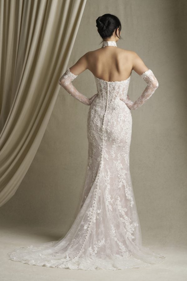 Plus-Size Sleek Lace Sheath Gown With Cat-Eye Neckline by Allure Bridals - Image 3