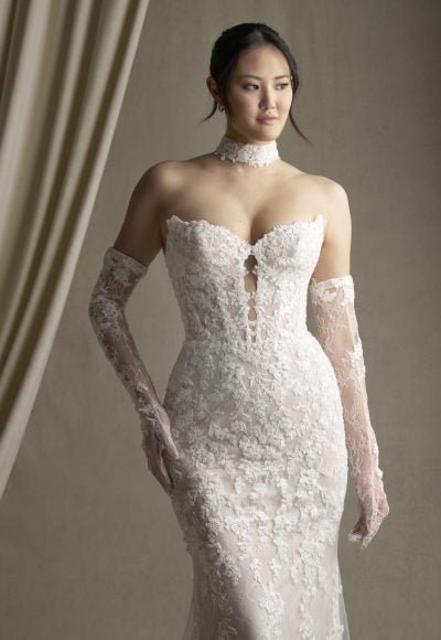 Plus-Size Sleek Lace Sheath Gown With Cat-Eye Neckline by Allure Bridals - Image 2