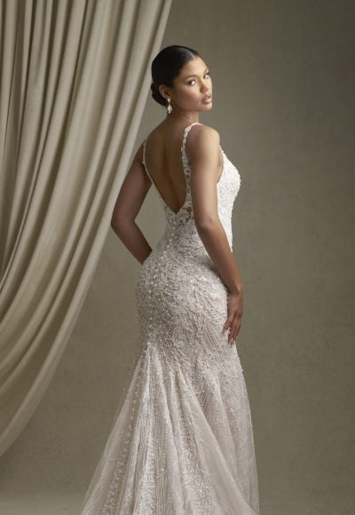 Lace Sheath Wedding Dress With Pearl Details by Allure Bridals - Image 3