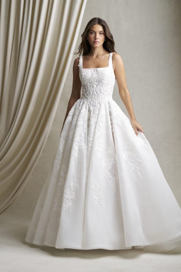 Square-Neck Beaded Lace Ballgown by Allure Bridals - Image 1