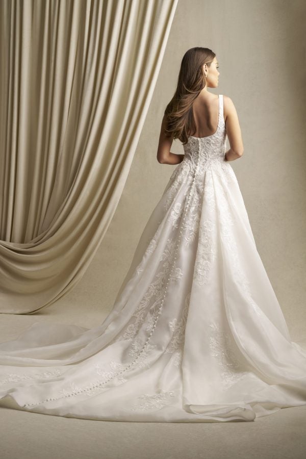 Square-Neck Beaded Lace Ballgown by Allure Bridals - Image 2