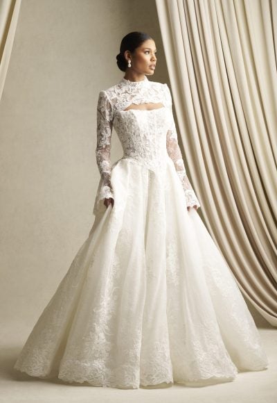 Strapless Lace Ball Gown With Corded Lace Appliqués by Allure Bridals - Image 4