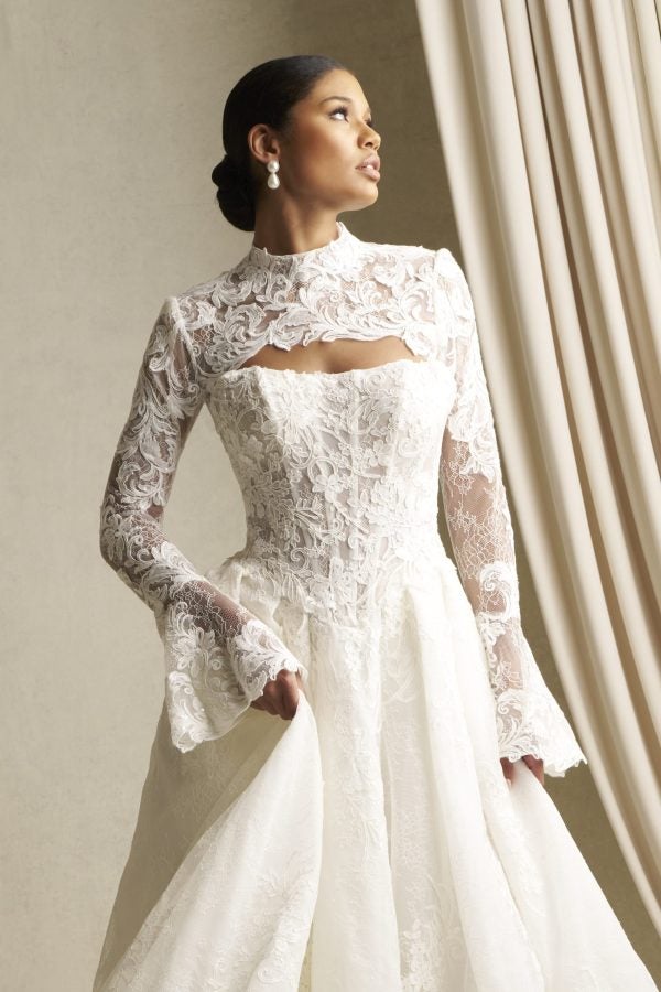 Strapless Lace Ball Gown With Corded Lace Appliqués by Allure Bridals - Image 2