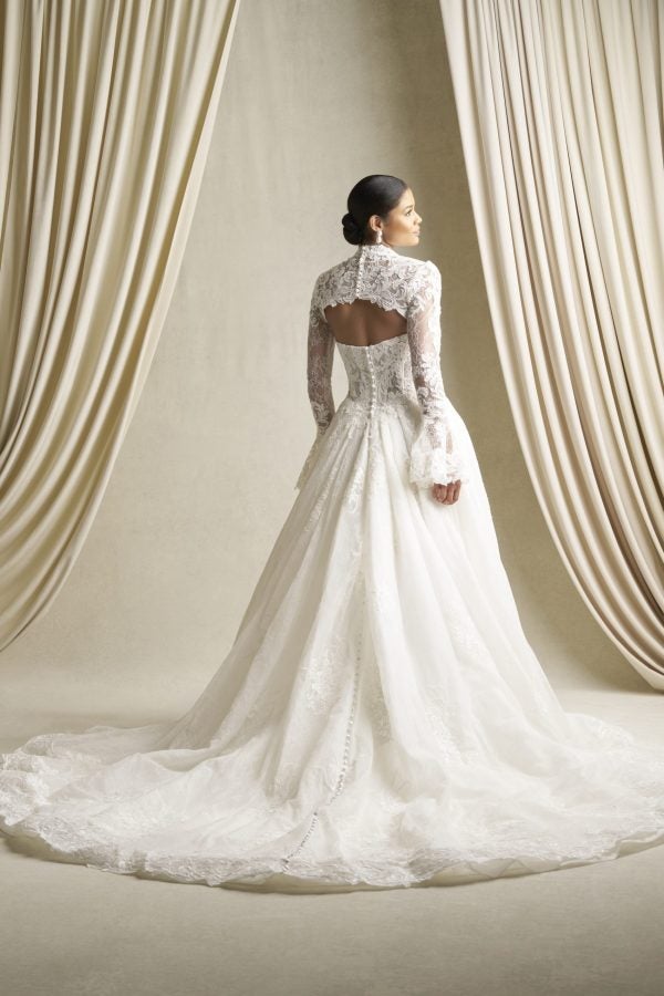 Strapless Lace Ball Gown With Corded Lace Appliqués by Allure Bridals - Image 3