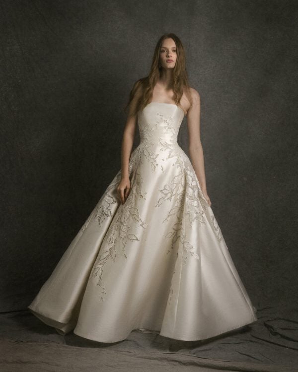Luxurious Strapless A-Line Wedding Dress With Hand-Cut Embroidery by Enaura Bridal - Image 1