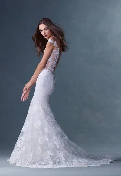 Elegant Lace Mermaid Gown With Detailed Illusion Bodice by Heritage by Ines Di Santo - Image 2