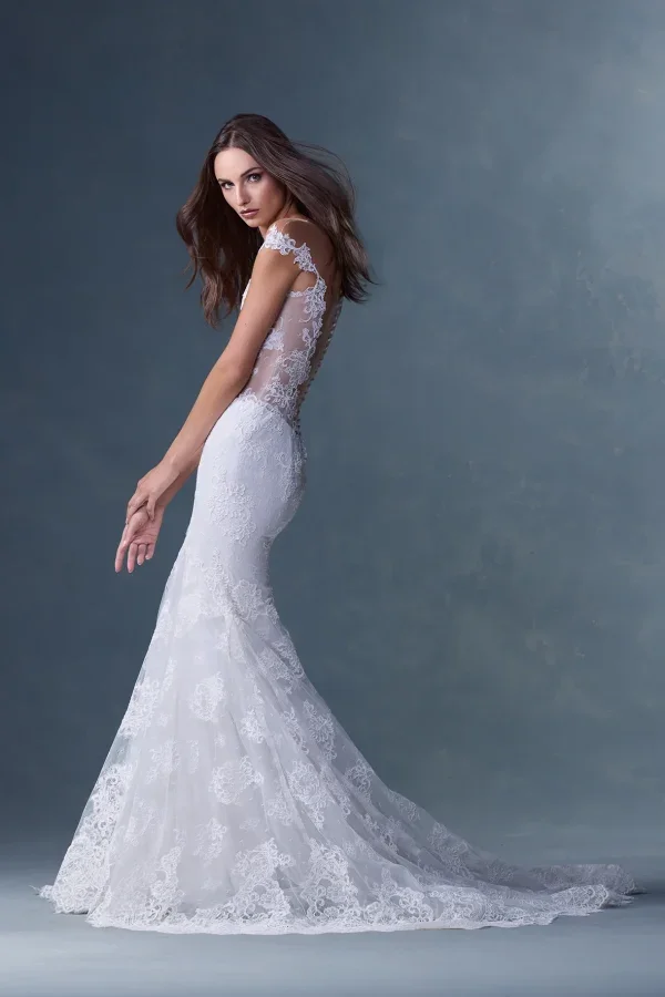 Elegant Lace Mermaid Gown With Detailed Illusion Bodice by Heritage by Ines Di Santo - Image 2