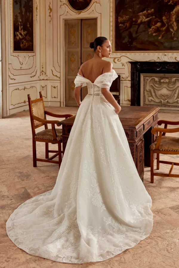 Elegant Off-The-Shoulder A-line Wedding Dress by Justin Alexander - Image 4