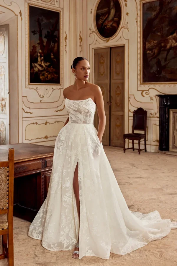 Elegant Off-The-Shoulder A-line Wedding Dress by Justin Alexander - Image 2