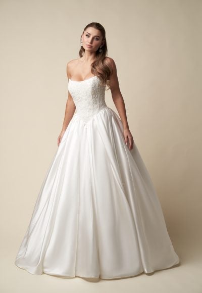 Strapless Basque-Waist Ball Gown With Buttons by Danielle Caprese