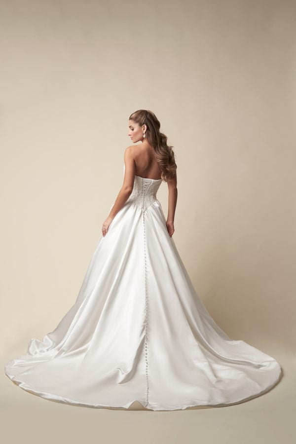 Strapless Basque-Waist Ball Gown With Buttons by Danielle Caprese - Image 3