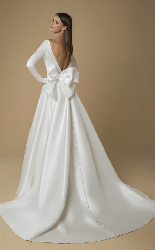 Plus-Size Simple Long Sleeved A-line Wedding Dress by Love by Pnina Tornai - Image 2