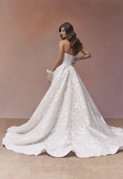 Structured Floral A‑Line Wedding Dress With Corseted Bodice by Maria Farbinni - Image 3