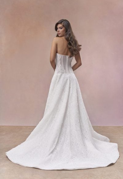 Dramatic Drop‑Waist A‑Line Wedding Dress With Floral Lace by Maria Farbinni - Image 3