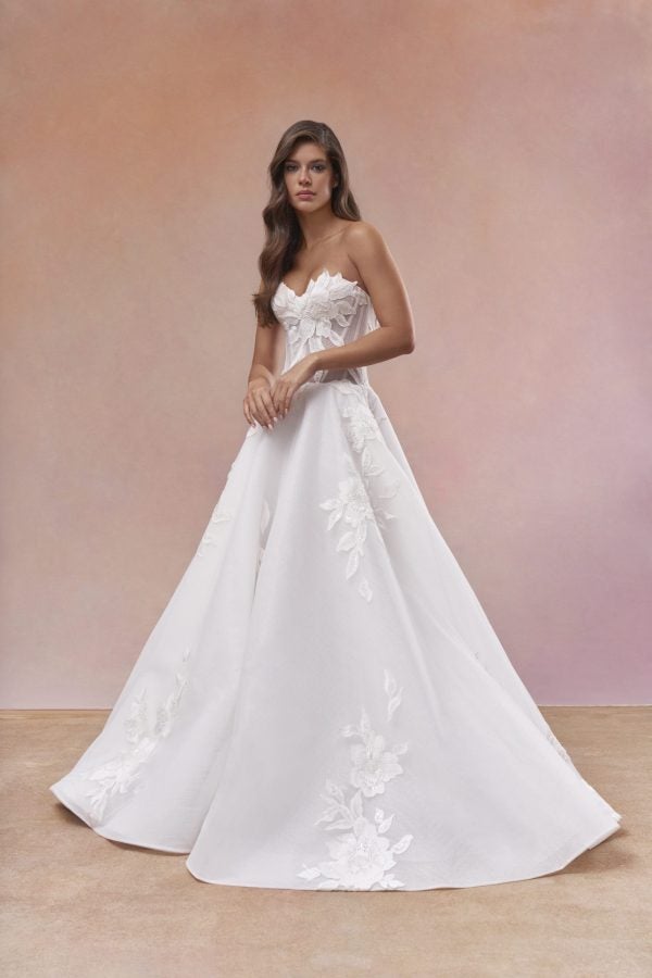 Floral‑Adorned A‑Line Wedding Dress by Maria Farbinni - Image 1