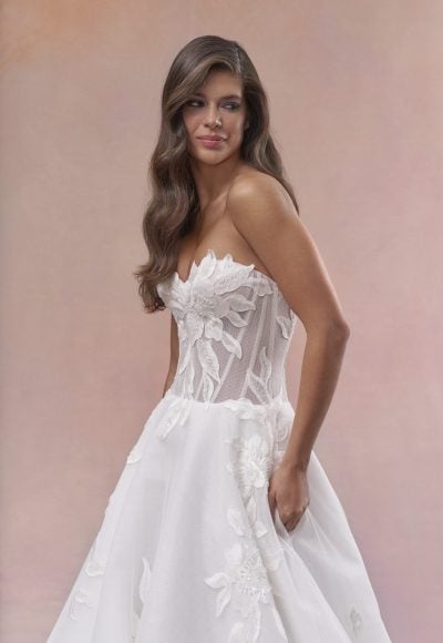 Floral‑Adorned A‑Line Wedding Dress by Maria Farbinni - Image 3