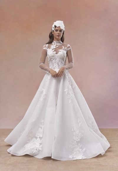 Floral‑Adorned A‑Line Wedding Dress by Maria Farbinni - Image 2