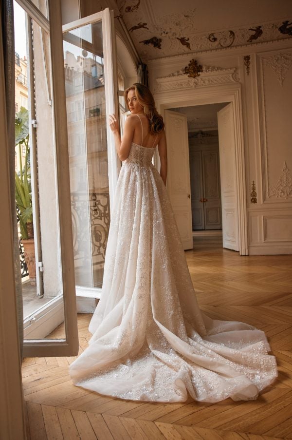 Sparkly And Romantic Embellished Tulle A-Line Wedding Dress by Netta BenShabu Elite Couture - Image 3