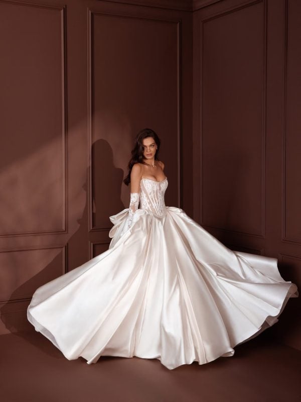 Strapless Lace And Satin Ball Gown With Bow by Pnina Tornai - Image 1