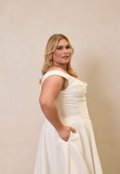 Sophisticated A-Line Wedding Dress With Basque Waist by Trish Peng - Image 2