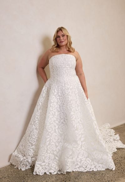 Bold Embroidered Lace A-Line Wedding Gown by Trish Peng