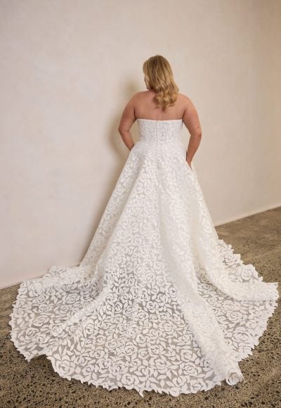 Bold Embroidered Lace A-Line Wedding Gown by Trish Peng - Image 2