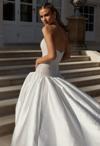 Beaded Structured Bodice Ball Gown With Drop Waist by Jane Hill - Image 2