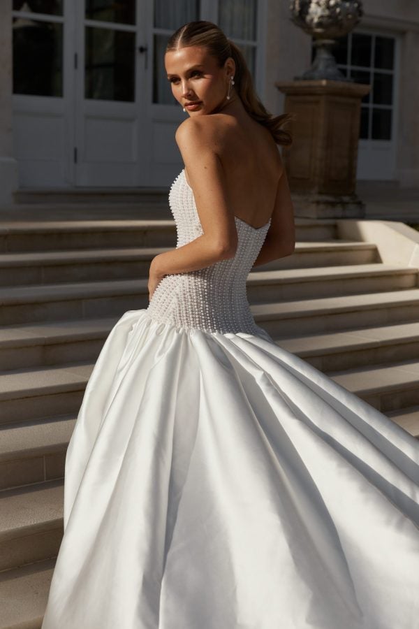 Beaded Structured Bodice Ball Gown With Drop Waist by Jane Hill - Image 2