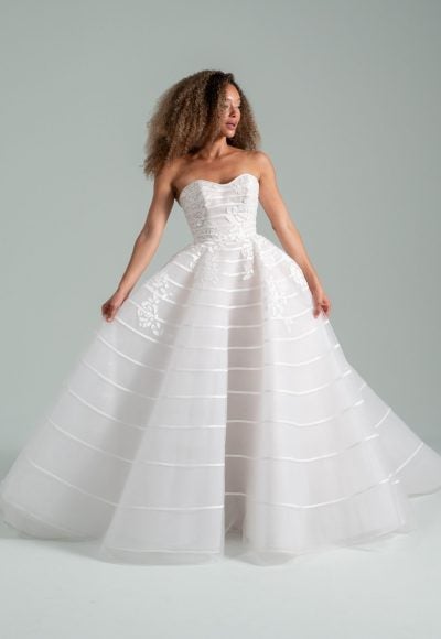 Modern and Romantic Striped Tulle Ball Gown by Hayley Paige