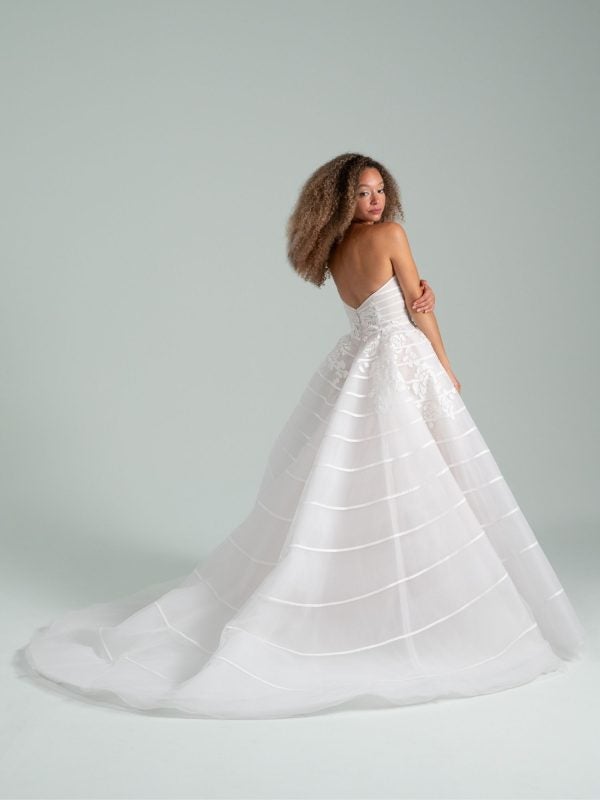 Modern and Romantic Striped Tulle Ball Gown by Hayley Paige - Image 2