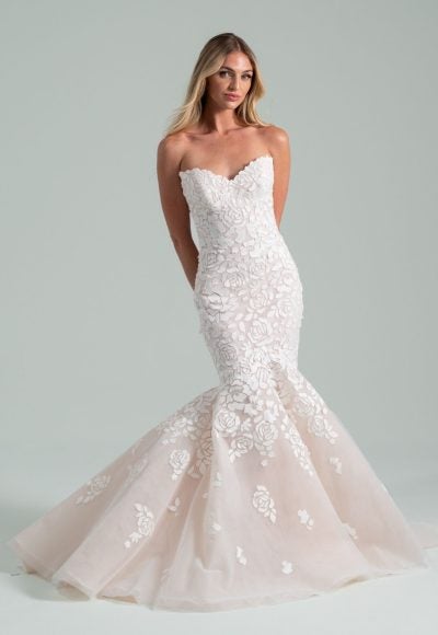 Modern Strapless Floral Fit-And-Flare Wedding Dress by Hayley Paige