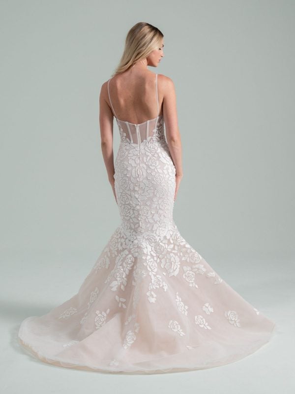 Modern Strapless Floral Fit-And-Flare Wedding Dress by Hayley Paige - Image 2