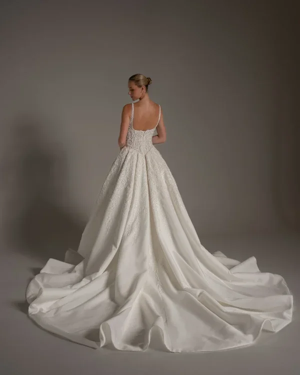 Dramatic Beaded Ball Gown With Basque Waist by Blanche Bridal - Image 4