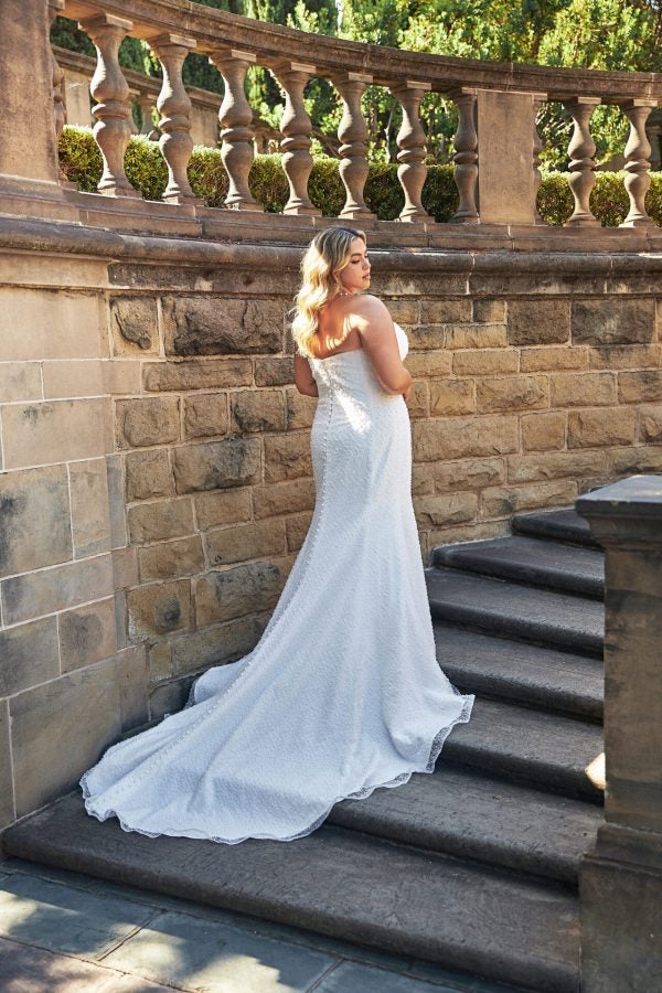 Sparkly Strapless Fit-And-Flare Wedding Dress by Essense of Australia - Image 2