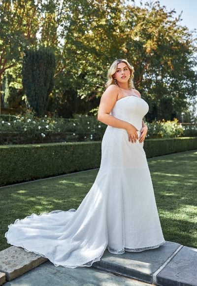 Sparkly Strapless Fit-And-Flare Wedding Dress by Essense of Australia