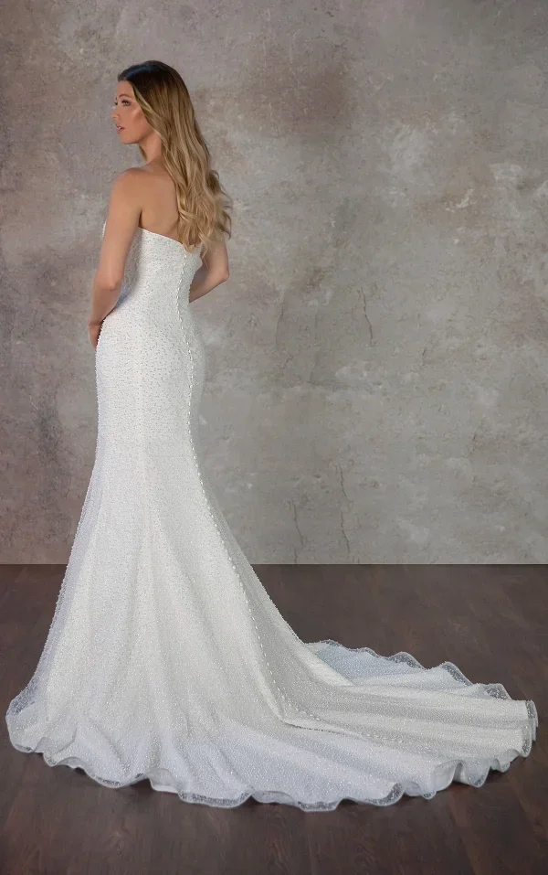 Sparkly Strapless Fit-And-Flare Wedding Dress by Essense of Australia - Image 2