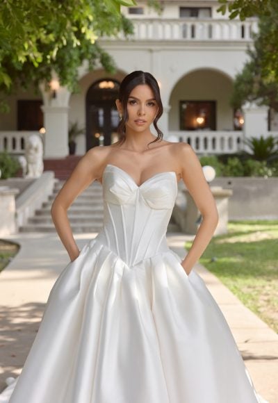 Strapless Cat‑Eye Ball Gown With Drop Waist by Essense of Australia - Image 3