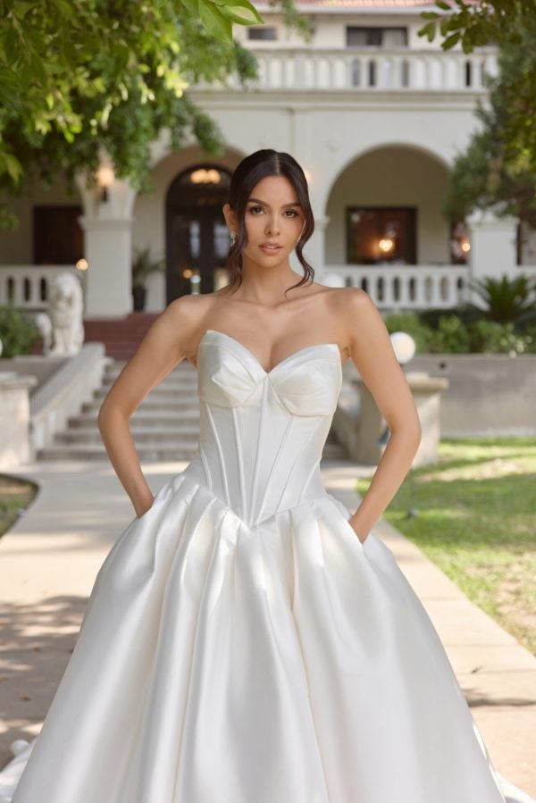 Strapless Cat‑Eye Ball Gown With Drop Waist by Essense of Australia - Image 3