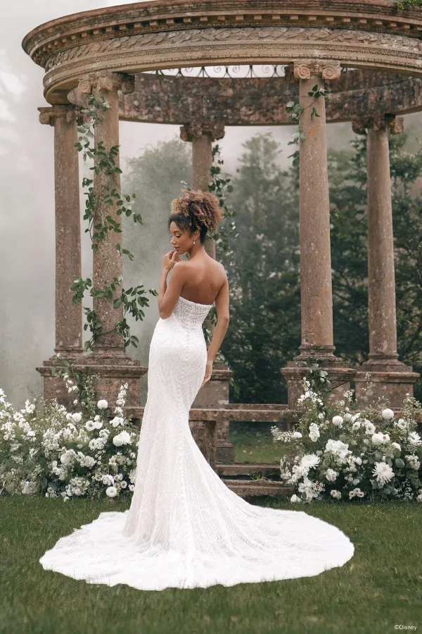 Beaded Sheath Wedding Dress with Cape by Disney Fairy Tale Weddings Collection - Image 4