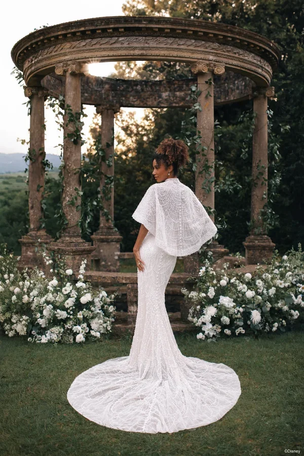 Beaded Sheath Wedding Dress with Cape by Disney Fairy Tale Weddings Collection - Image 5