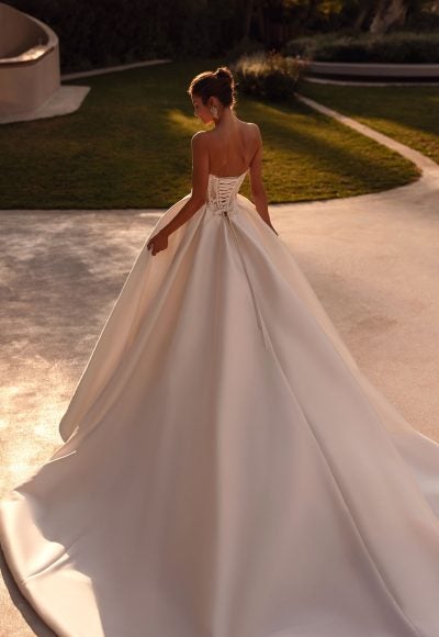 Corseted Lace A‑Line Gown With Mikado Skirt by Demetrios - Image 3