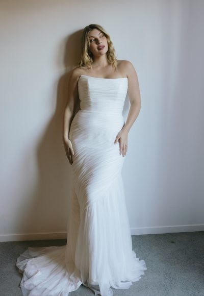 Hand‑Ruched Soft Tulle Mermaid Gown by Hera Couture
