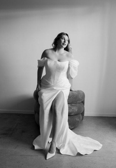 Sculpted Sheath Gown With Detachable Sleeves by Hera Couture - Image 3