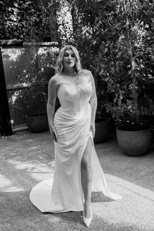 Sculpted Sheath Gown With Detachable Sleeves by Hera Couture - Image 2