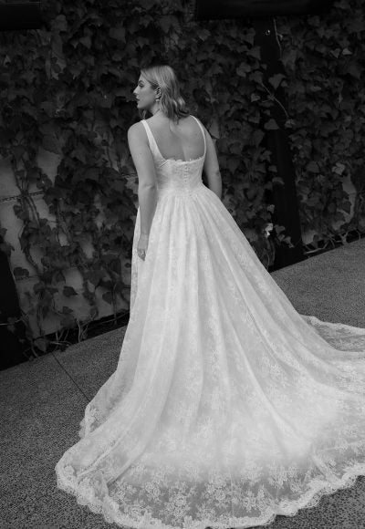 Sparkle Lace A‑Line Gown With Pleated Tulle And Square Neckline by Hera Couture - Image 4