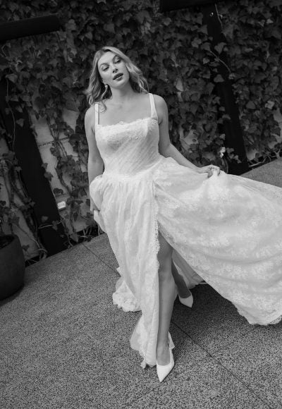 Sparkle Lace A‑Line Gown With Pleated Tulle And Square Neckline by Hera Couture - Image 3