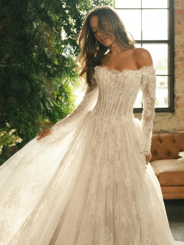 Romantic Lace Off-The-Shoulder Ball Gown by Maggie Sottero - Image 2