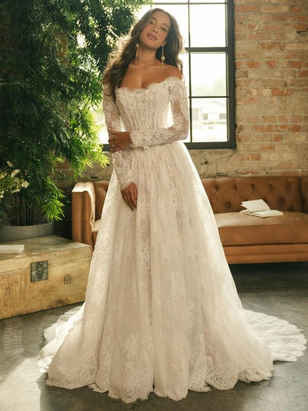 Romantic Lace Off-The-Shoulder Ball Gown by Maggie Sottero - Image 1