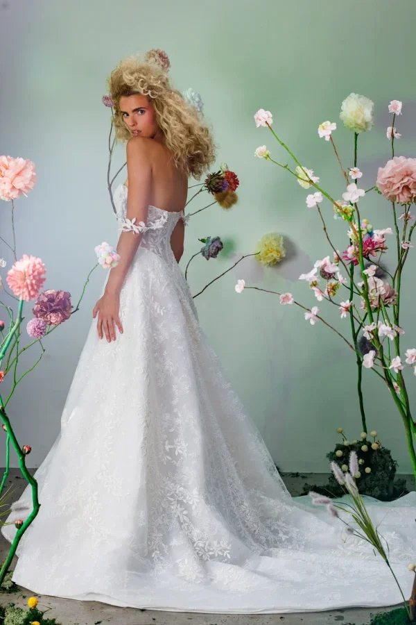 Ethereal A-Line Wedding Dress With Off-The-Shoulder Straps by Maria Farbinni - Image 3