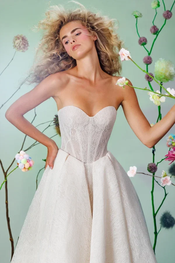 Delicate And Timeless Lace Ball Gown by Maria Farbinni - Image 2